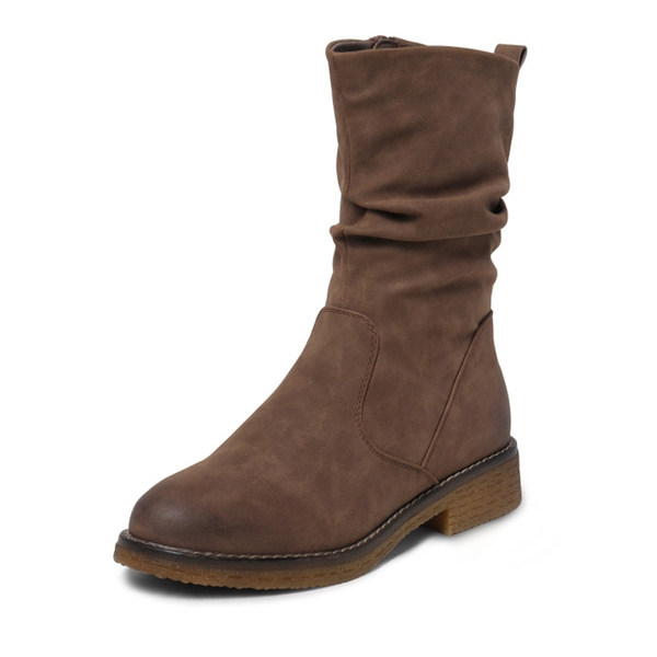 Winter Chunky Mid Calf Boots - TAN PU -  0